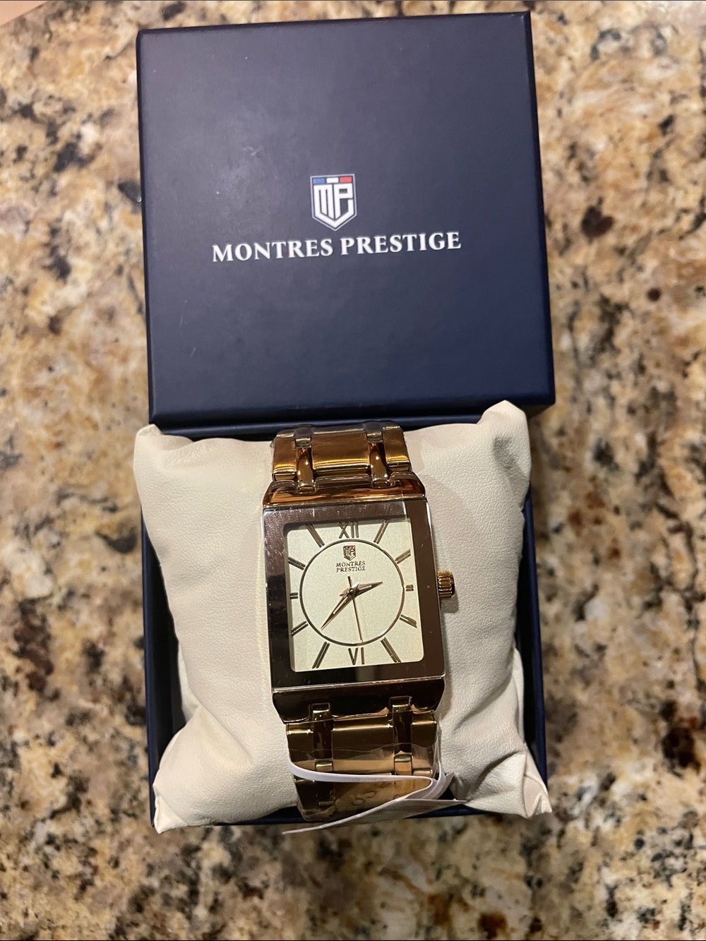 Montres Prestige Men’s Gold-Tone Rectangular Watch